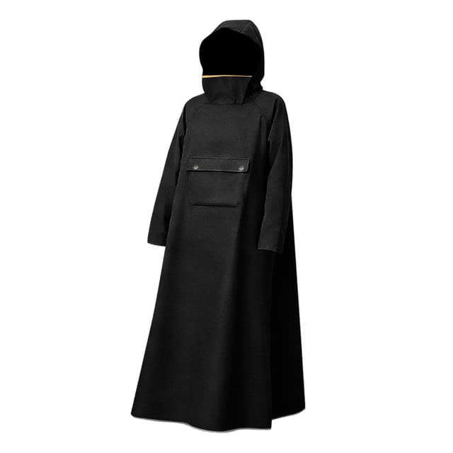Poncho impermeable unisex reutilizable con capucha impermeable ropa de lluvia para Negro XL