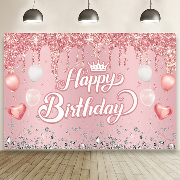 Black Golden Happy Birthday Backdrop Pink Banner 30th 40th 50th Birthday Party Backdrop r Photo Photography Background Props