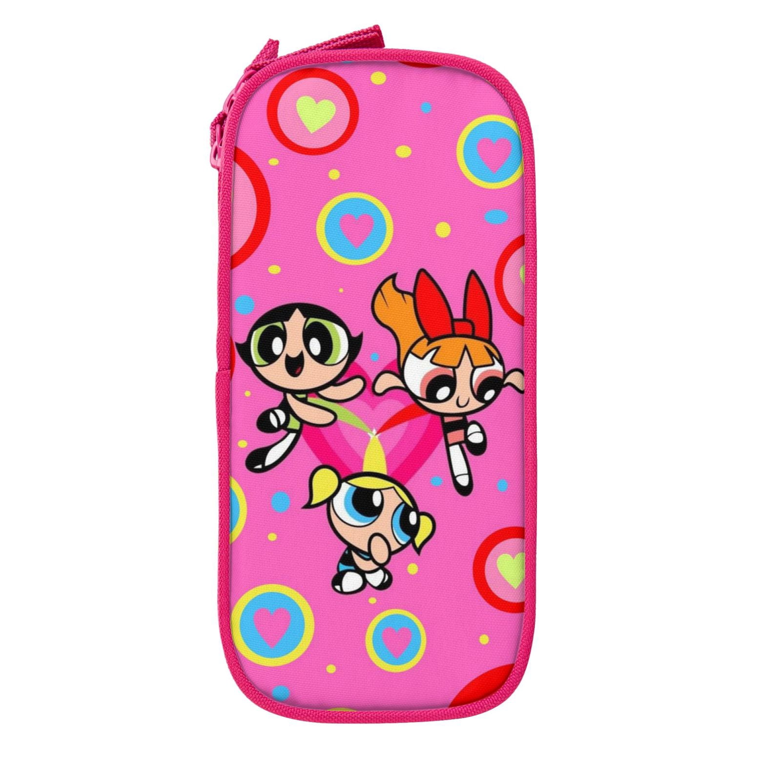 The Powerpuff Gi-rls Pencil Case Large Capacity Pencil Pouch Penbag Office Stationery Organizer Travel Makeup Bag Pink