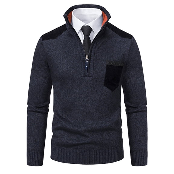 GBSYEWXS Men Vest Sweaters Sleeveless Pullover Elegant Solid Color Soft Dark Blue Collared Sweater