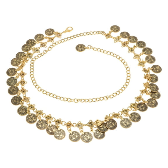 Unique Bargains 1 Pc Waist Chain Retro Adjustable Waist Cord for Women Gold Tone