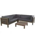 thumbnail image 6 of Noble House Oana 5 Seater V Shaped Acacia Wood Sectional Sofa Set Gray/Dark Gray, 6 of 7