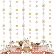 8PCS 6.6ft Pink Baptism Garland Streamers First Holy Communion Decorations for Girls Pink Floral God Bless Decorations Double Sided Paper String Garland for Baby Girl Christening Party Decorations