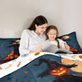 thumbnail image 4 of Manfei Spooky Scarecrow Print Queen Comforter Set for Kids, Blue Night Halloween Pumpkin Comforter Sets Queen, Halloween Reversible, 3 Pieces, 1 Comforter and 2 Pillowcases, 4 of 6