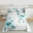 thumbnail image 2 of jejeloiu Watercolor Floral Bedding Comforter Set,Retro Flower Blossom Twin Comforter Sets,White Cyan Bedding Set For Teens,Breathable Home Decor Reversible,2-Piece, 2 of 8