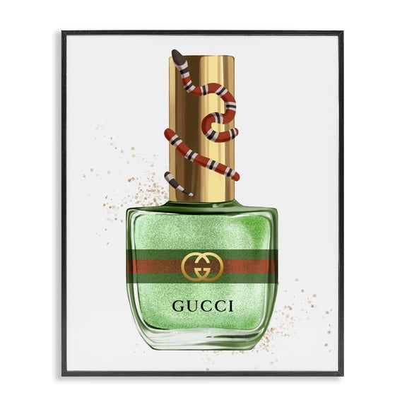 Stupell Industries Art Deco Makeup Nail Polish Green Gold Snake Fashion Design Black Framed Giclee Art, 11 x 14, by Ziwei Li