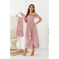 thumbnail image 2 of Franhais Parent-child Off-shoulder Dress with Ruffled Hem, Sweet Tube Top Style Summer Clothing, 2 of 9