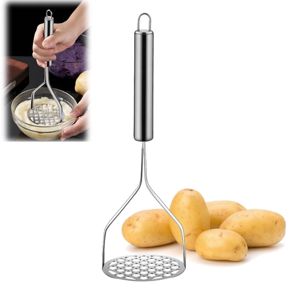 LHNFT Potato Masher, Mash Potato, Stainless Steel Food Masher, Heavy Duty Mashing Utensil, Manual Potatoes Ricer, Kitchen Gadgets and Accessories for Bean Vegetable Fruits Meat
