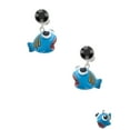 thumbnail image 2 of Delight Jewelry Resin Blue Fish with Orange Stripes Black Crystal Clip on Earrings, 2 of 5
