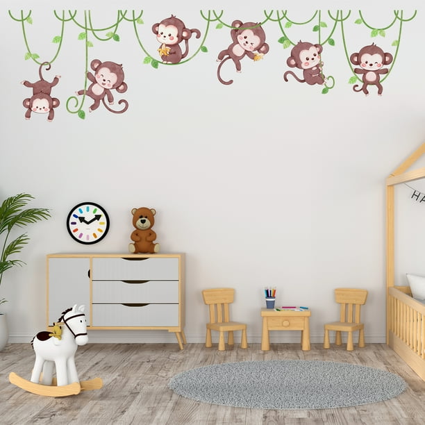 Monkey Wall Stickers Jungle Wall Decor Safari Wall Decals for