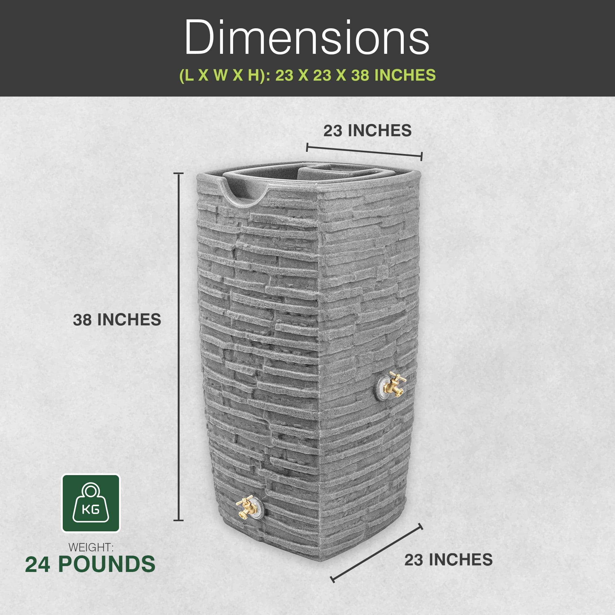 Good Ideas Impressions Riverwalk 50 Gal Rain Saver, Light Granite (2 Pack)