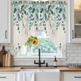 thumbnail image 6 of Teal Green Eucalyptus Swag Valances for Windows, Kitchen Window Curtains Over Sink, Farmhouse Weeping Leaves Linen Window Treatment Curtains for Living Room/Bedroom Curtains 2 Panel Sets 36"x45", 6 of 8