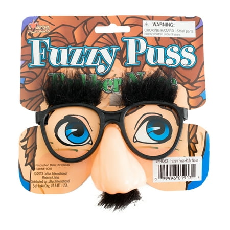 Loftus Humorous Halloween Fuzzy Mustache Glasses, Black Beige, One Size