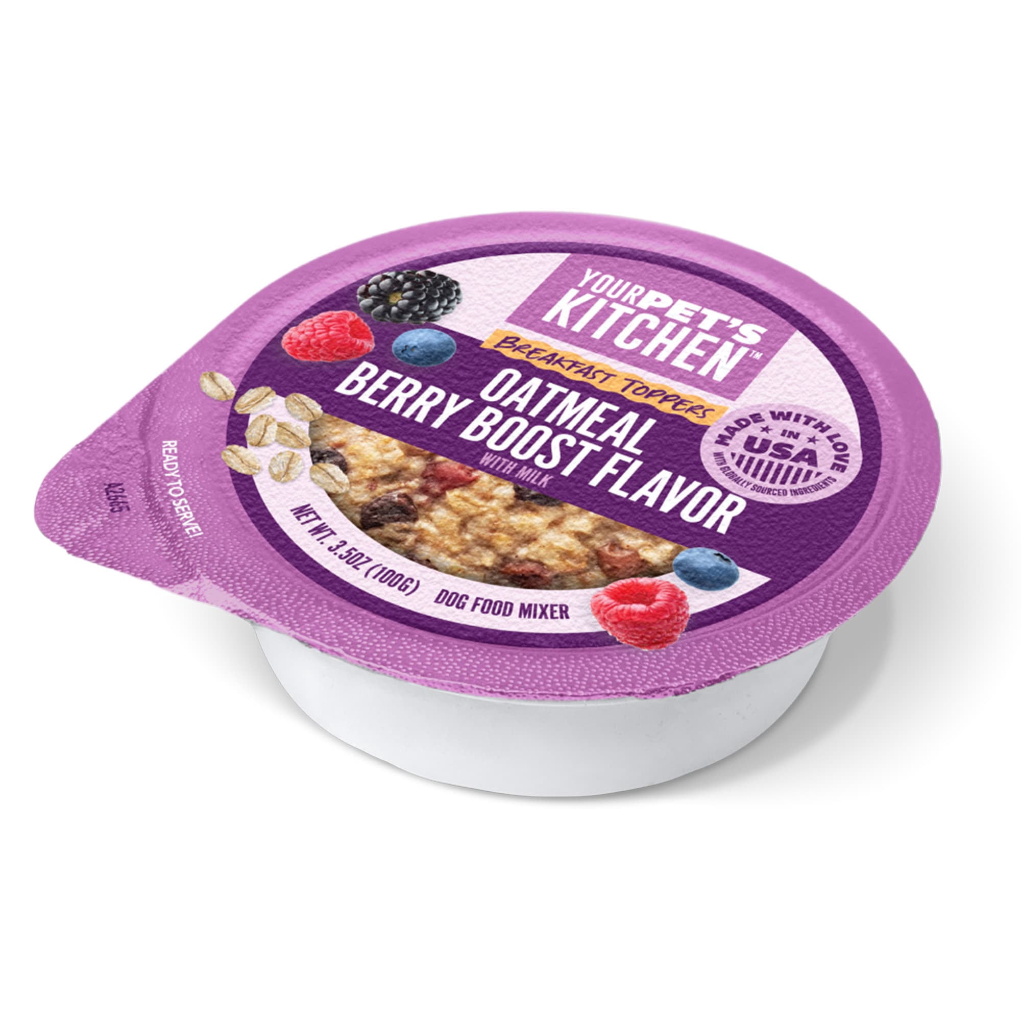 Your Pet's Kitchen Made in The USA Breakfast Oatmeal with Berry Boost Flavor Wet Dog Food Cups, 3.5 oz., Case of 12