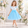 thumbnail image 3 of Lanbubble Girls Floral Tulle Dress Flutter Sleeve Tutu Princess Party Dress 3-7 Years, 3 of 9