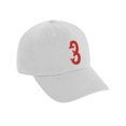 thumbnail image 2 of Daxton 3D Vintage Custom Number Low Profile Adjustable Baseball Dad Hat Cap, White Red, 3, 2 of 4