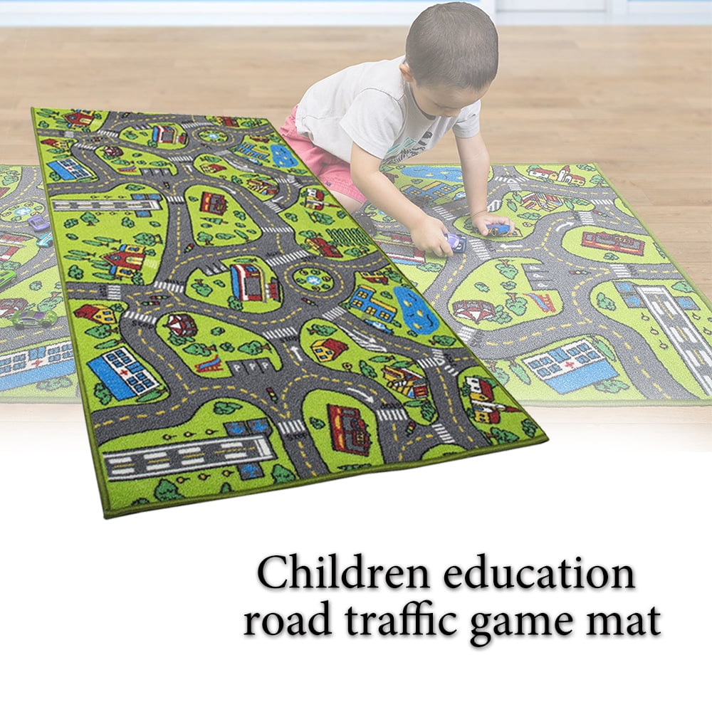Traffic Road Play Mat Playing Car Toy & Fun Playroom Baby Crawl Rug Carpets 