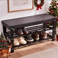 thumbnail image 2 of Ktaxon 36" Solid Wood Shoe Bench 3-Tier Shoe Storage Rack Organizer for Entryway Hallway Closet Living Room Bathroom, Espresso Finish, 2 of 12