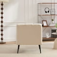 thumbnail image 4 of S-HOME 24.4 Inch Wide Velvet Accent Chair in Beige with Durable Legs for Homes and Reading Rooms Comfort, 4 of 11
