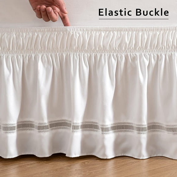 EastVita Envelopper Autour de Dentelle Volantée Bed Skirt Couleur Unie Machine Lavable Rides Libre Bedskirt Lit Cadre Couvercle