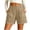 Khaki, variant on Bermuda Shorts for Women High Waisted Linen Dressy Casual Shorts Elastic High Waist Pleated Wide Leg Summer Button Decor Short Pants with Pockets