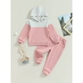 thumbnail image 2 of GXFC Little Girls Fall Outfits Clothes 2T 3T 4T 5T 6T Kids Girls Long Sleeve Contrast Color Hoodie and Elastic Waistband Sweatpants 2 Piece Casual Autumn Clothing for Children Girls, 2 of 8