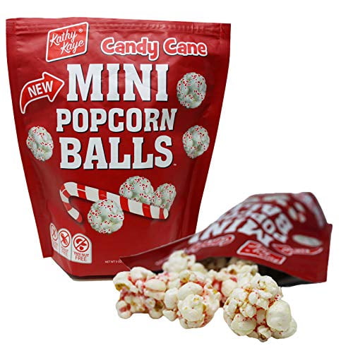 Mini Candy Cane Popcorn Balls, Bite Size, Christmas Candy, Gluten Free, 5 Ounces