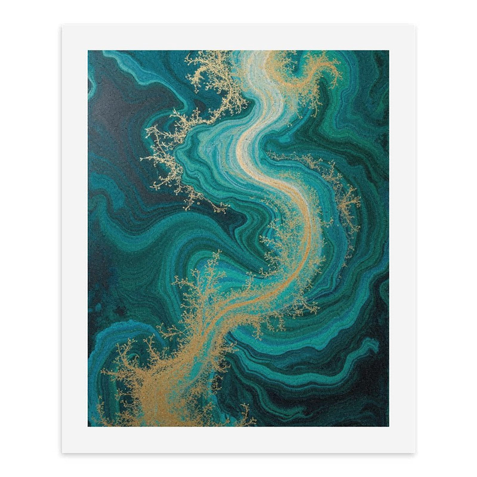 Paint by Numbers Kit for Adults, Abstract Teal Gold Swirl Art Paint by Numbers, Easy Paint by Numbers Kit for Adults Beginner, DIY Adult Paint by Number Kits on Canvas, Home Decor
