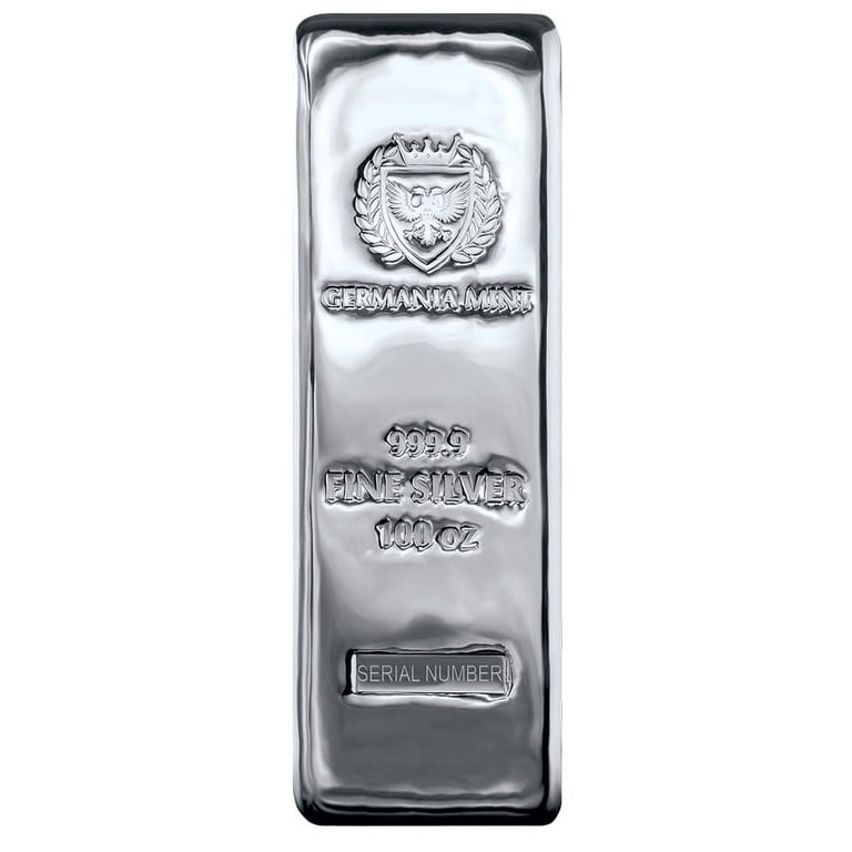 Germania Mint Bullion Pure Silver .9999 Fine, 100 Ounce Bar