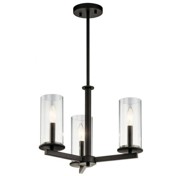 Mid Century Modern Industrial Three Light Chandelier-Olde Bronze Finish Bailey Street Home 147-Bel-2279351
