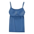thumbnail image 4 of GlTpooo Women's Cami With Built-In Shelf Bra Plus Stretch with Adjustable Spaghetti Straps Basic Undershirt Layer Tank Top Blue XL, 4 of 4