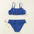 thumbnail image 2 of Girl Swimsuit 4T Toddler Girl 2 Piece Swimsuit Sport Soild High Waist Bikini Set Swimwear Bathing Suit Blue, 7-8 Years, 2 of 5