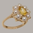 thumbnail image 2 of LBG British Made 14k Rose Gold Natural Citrine & Cultured Pearl Womens Promise Ring - 33 size options - Size 4.5, 2 of 6