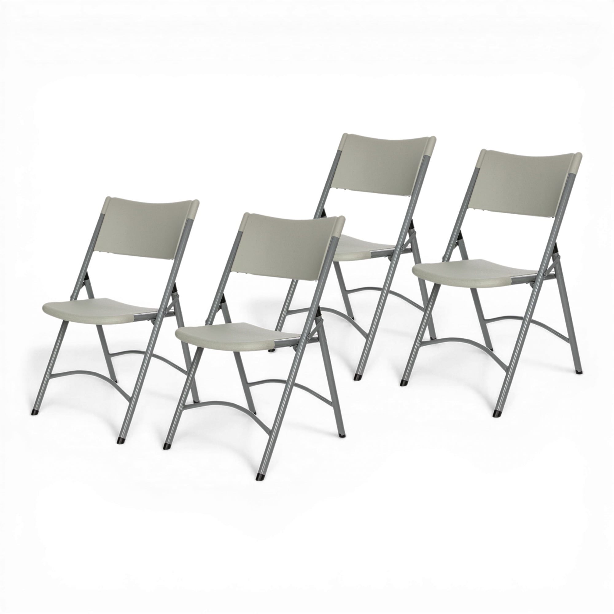 Hampden Furnishings Gwnyeth Collection Blow-Molded Plastic Folding Chair, Grey, Pack of 4