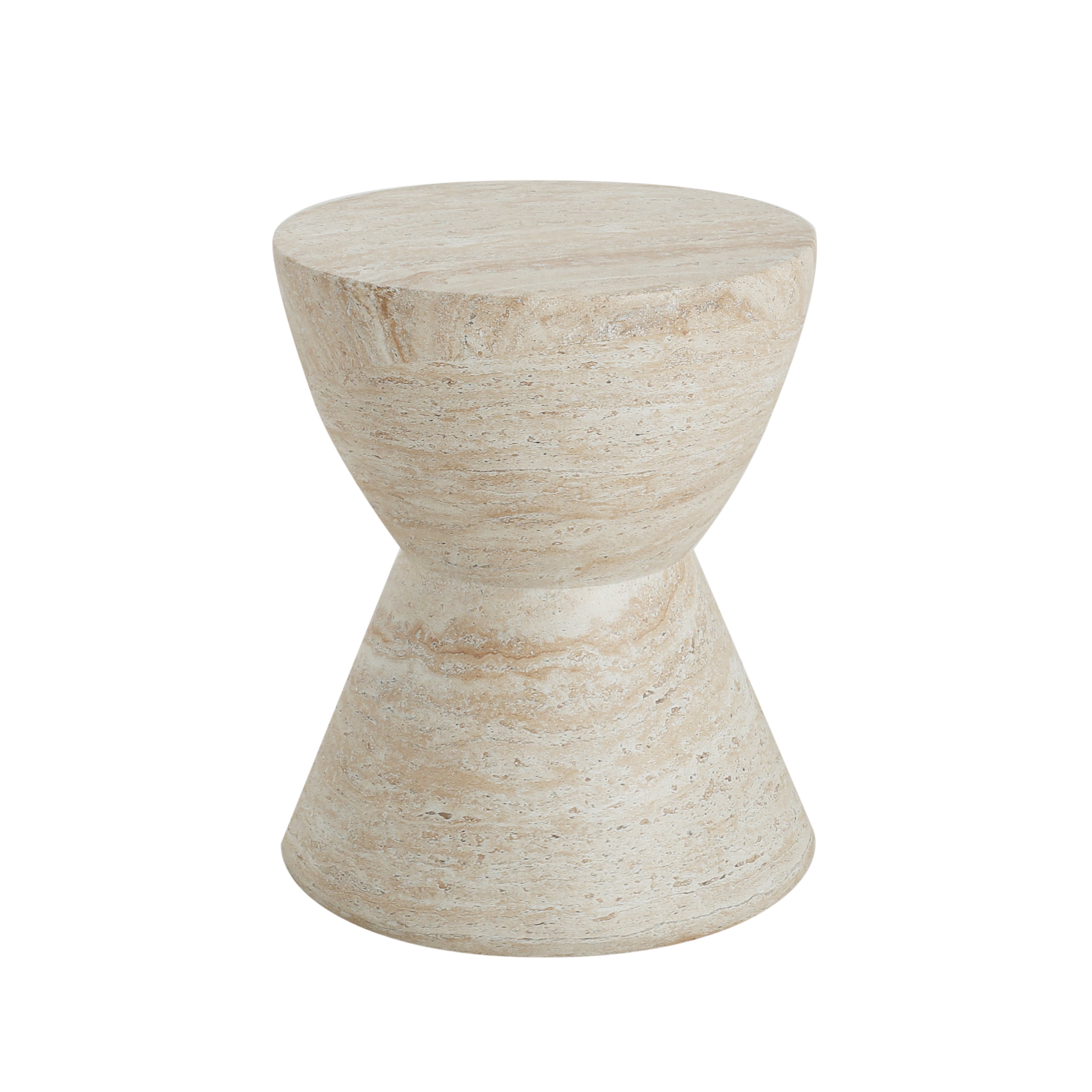Euroco 19"H Outdoor Lightweight Concrete Side Table,MGO End Table Accent Table for Patio,Garden, Living Room,Beige