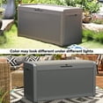 thumbnail image 2 of 380L/100Gal Litre Resin Weatherproof Deck Box Rustproof storage for Patio Furniture with Cushion & Gas Poles Easily Seats 2 Adults, Outdoor Cushions, Garden Tools and Pool Toys, Gray, 2 of 7
