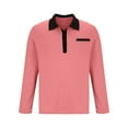 thumbnail image 4 of Lovskoo Mens Button Down Long Sleeve Shirt Collared Solid Color Pullover Top Comfort Casual Shirts Work Business T-Shirts Hot Pink, 4 of 7