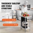 thumbnail image 3 of VEVOR Stainless Steel Prep Table, 24 x 18 x 34 Inch, Heavy Duty Metal Worktable with 3 Adjustable Height Levels, Commercial Workstation for Kitchen Garage Restaurant Backyard, 3 of 9