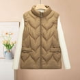 thumbnail image 5 of HAiming Quilted Vest for Women Lightweight Zip up Stand up Sleeveless Winter Warm Casual Padded Outerwear with Pockets Khaki 2XL, 5 of 9