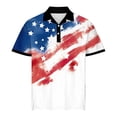 thumbnail image 4 of Men's American Flag Print Short Sleeve Collared Polo Shirt, Patterned Casual Top, Breathable Fabric Shirt for Summer, Patriotic Events, Golf and Everyday Wear Light Blue M, 4 of 5