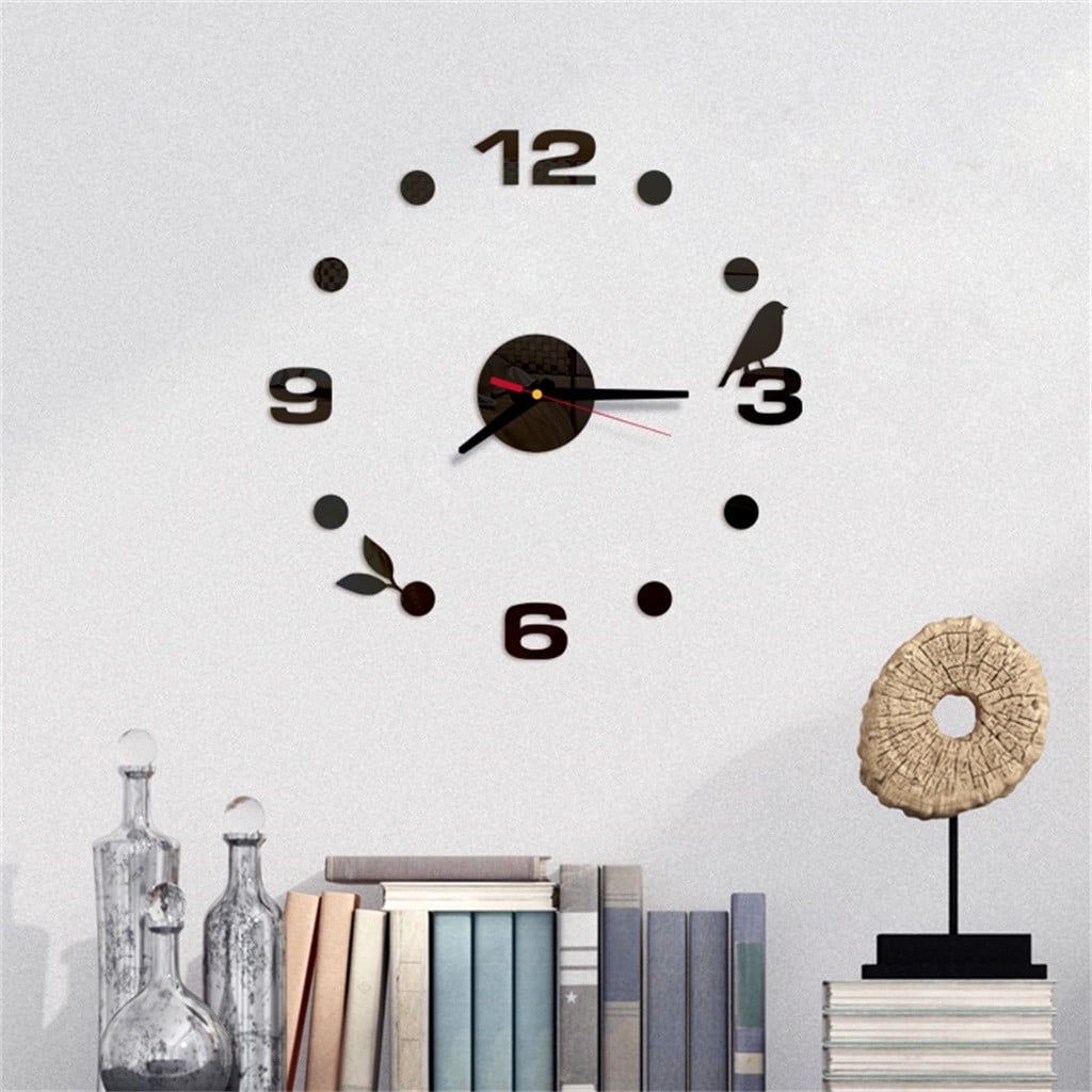 New Modern Trendy DIY 3D Wall Clock Home Decor Living Room Creative Nest Sticker 