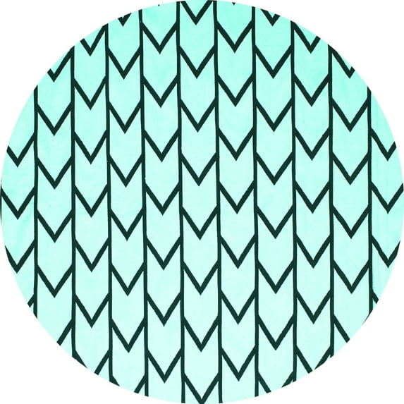 Ahgly Company Indoor Round Solid Turquoise Blue Modern Area Rugs, 5' Round
