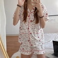 thumbnail image 4 of Hello Kitty-Pijama de manga corta para niña, cárdigan con solapa, pantalones cortos, traje de servicio a domicilio, conjunto de dos piezas, novedad de verano, 4 of 5