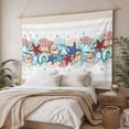 thumbnail image 3 of Blue Starfish Beach Large Tapestry for Bedroom Wall Hanging Tapestry,Summer Coral Conch Coastal Retro Beige Ceiling Backdrop Tapestries Poster Blanket Wall Decor for Teens Room Living Room 86" x 104", 3 of 8