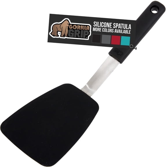GORILLA GRIP Patented Silicone Spatula, Nonstick Heat Resistant BPA-Free Non Scratch, 11.6 in, Black