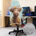 thumbnail image 3 of SCRAWLGOD Highland Cow Butterfly Floral Print Cyan Print Gaming Chair Cover with Armrest Cover, Universal Computer Rotating Chair Slipcover Thick Gaming Reclining Chair Protection with Elastic Band, 3 of 7