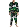 thumbnail image 3 of Honeii Dinosaur Skeleton Pattern Mens Pajamas Set,2pcs Men's Lounge Long Sleeve Sleep Shirt and Pajama Bottoms Sleepwear Set,Mens Pjs Sets-Large, 3 of 7