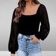 thumbnail image 2 of Chbgutlmr Long Sleeve Shirts for Women Lace Dots Ribbed Slim Comfy Tight Tops Round Neck Trendy Clothes, 2 of 8