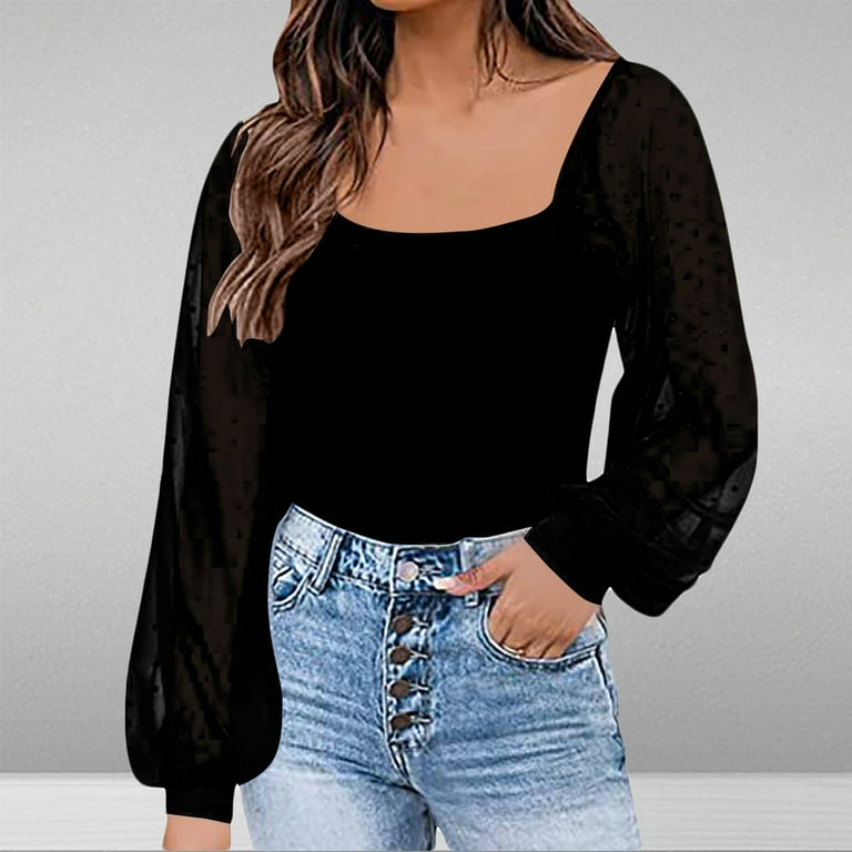 Mesh puff long sleeve top hotsell