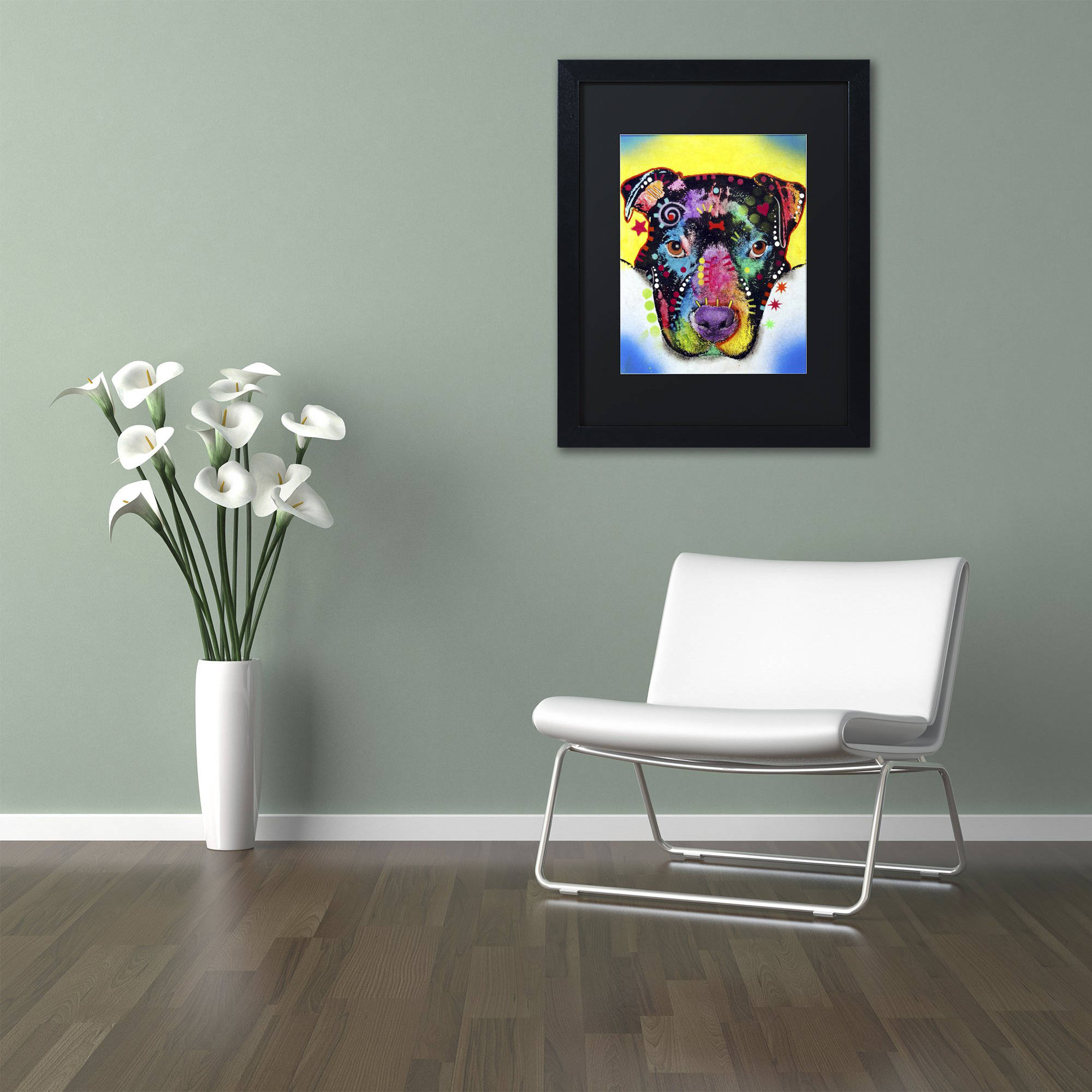 Trademark Fine Art "Otter Pitbull" Canvas Art by Dean Russo, Black Matte, Black Frame